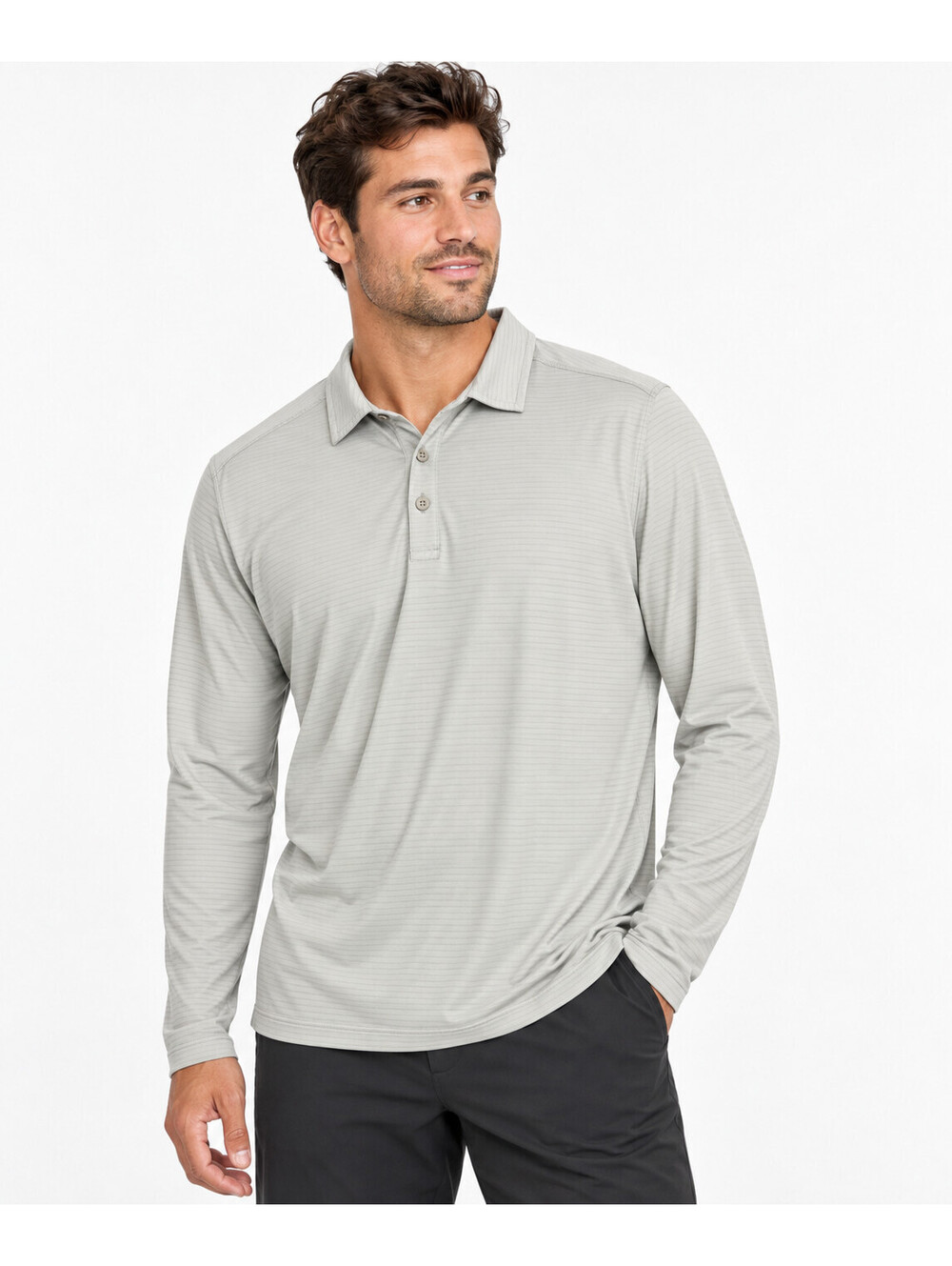Lululemon Men’s XL Long Sleeve Polo Shirt Light Gray Performance Golf
